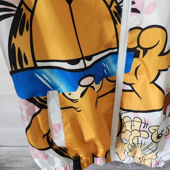 Members Only Garfield & Odie Paw Print Graphic Windbreaker Jacket Cartoon M - Picture 5 of 16